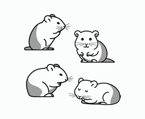Hamster silhouette EPS vector art illustration template on a white background