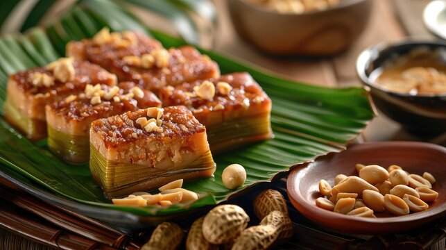 Popular Malaysian Snack Kueh Kapit with Peanut and Butter Enjoyed During Breakfast and Hari Raya Festival