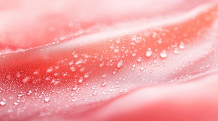 Fototapeta premium A tight shot of water droplets against a red and white backdrop, superimposed with a softly blurred rendition of the same scene