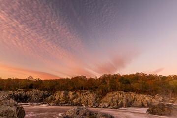 Misty Autumn Sunrise over Great Falls of the Potomac River, Virginia