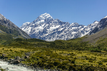 Lake Pukaki & Lake Tekapo Views with Lupin Fields, Hooker Valley Track, Southern Alps, Mt Cook Mountains Glacial Rivers, Snow-Capped Peaks, Scenic Trails, Landscape New Zealand’s Canterbury Queenstown