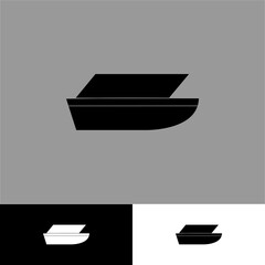 title label of fishing boat in mosaic silhouette style illustration for icon or logo