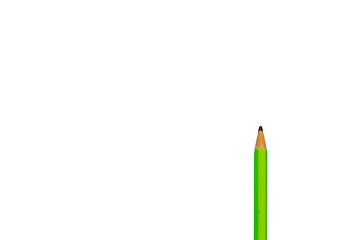 Green sharpened pencil on a white background