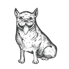 French Bulldog. Drawing black sketch. Vector image.