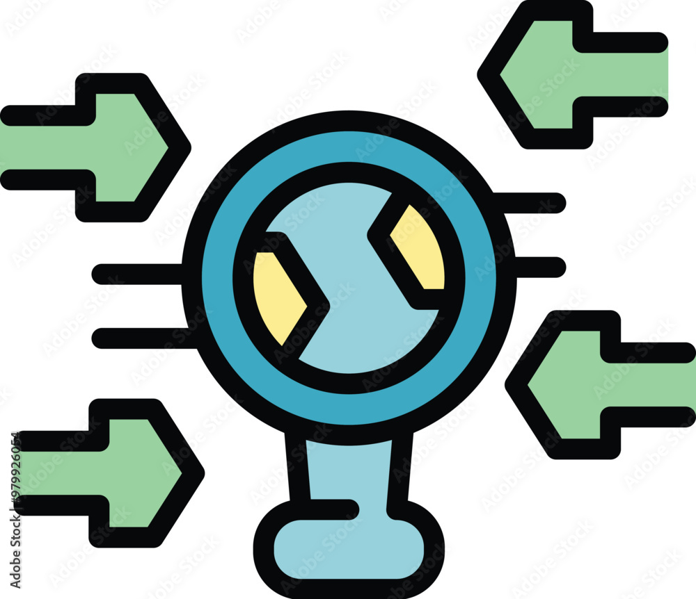 Poster this icon depicts global network traffic flowing to a central server hub, symbolizing data transfer 
