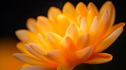 Obraz premium A yellow flower against a black backdrop, with its center softly blurred