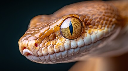  A tight shot of a snake's eye, its head forming a perfect snake shape