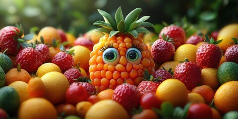 Explore a vibrant metropolis where animated fruits with faces create whimsical and engaging adventures daily