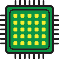 Semiconductor is an essential component of electronic devices icon.