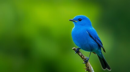 Obraz premium A clear-background bluebird atop a tree branch Bird perched, surrounded by out-of-focus grass and trees