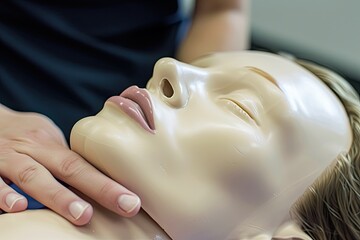 CPR training using a manikin for mouth to mouth resuscitation