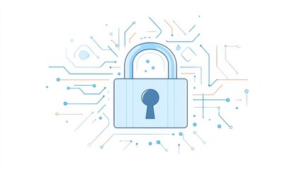 Digital Circuit Padlock Illustration