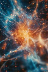 Abstract Cosmic Web with Glowing Energy Nodes