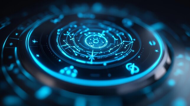 AI-driven astrology, holographic zodiac alignment, futuristic theme
