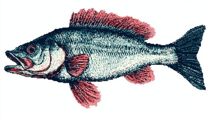 Detailed Illustration of a Fish with Red Fins