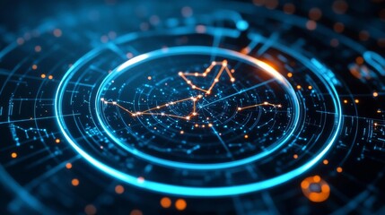 Digital star chart, holographic zodiac, tech interface