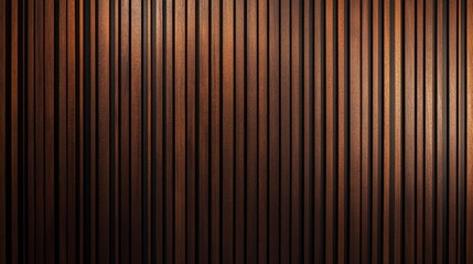 The seamless wooden acoustic panel wall features a rich, deep brown grain, creating a warm and inviting atmosphere in the space. The design promotes sound absorption and enhances aesthetics