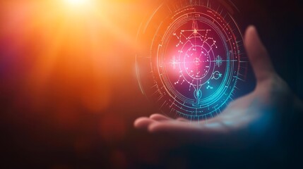 Obraz premium Hologram horoscope reading, digital cosmic alignment, futuristic feel