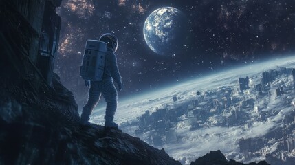 Obraz premium Astronaut Contemplating Earth