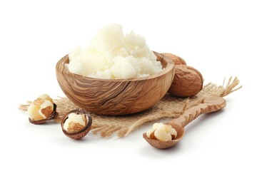 White background with shea butter