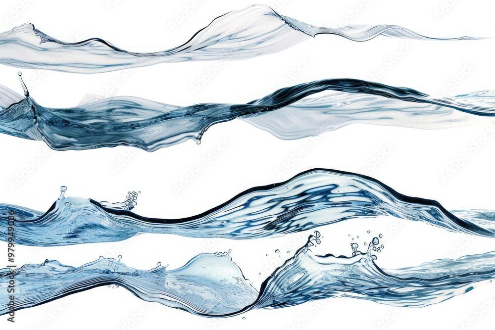 Poster A stack of water splashes on top of each other, capturing the movement and flow of water