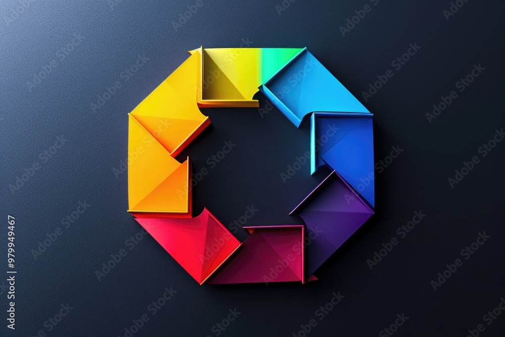 Aufkleber Colorful design with arrow shapes inside a circular frame