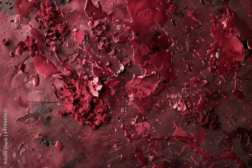 Poster a close-up shot of red paint applied to a metallic surface