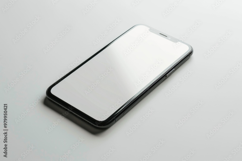 Aufkleber a close-up view of a cell phone sitting on a table, perfect for use in stories about technology and 
