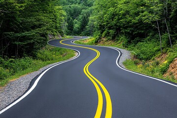 Fototapeta premium A winding country road, where travelers report seeing phantom hitchhikers who vanish upon approach