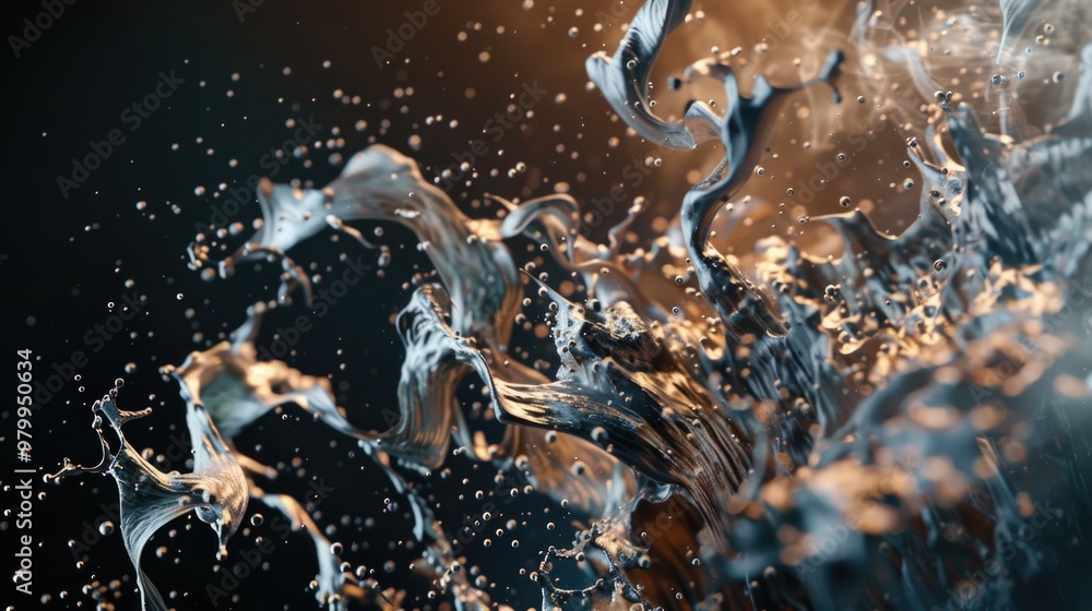 Poster a close-up shot of water splashing on a dark surface