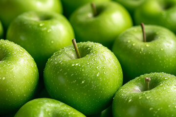An arrangement of green apples