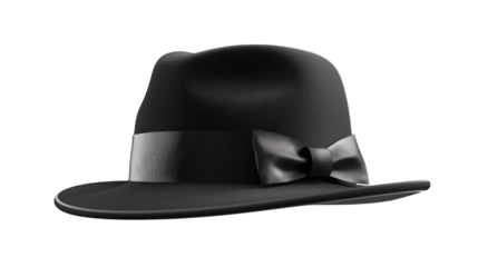 Classic Black Fedora Hat with Bow