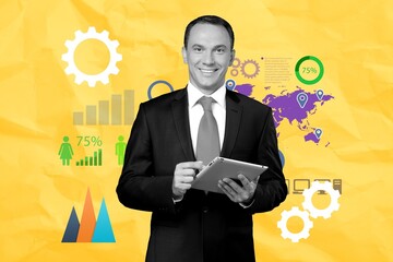 Composite collage of financial analytic with potential profits