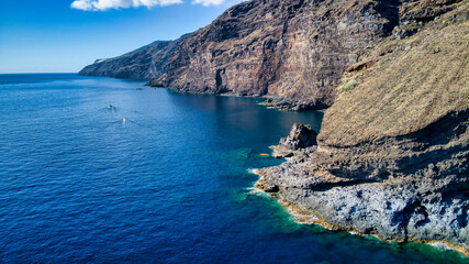 Foto aérea del Poris de Candelaria en La Palma, Canarias. drone