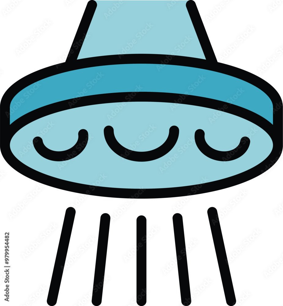 Poster simple outline vector icon representing a round ceiling lamp spreading light beams