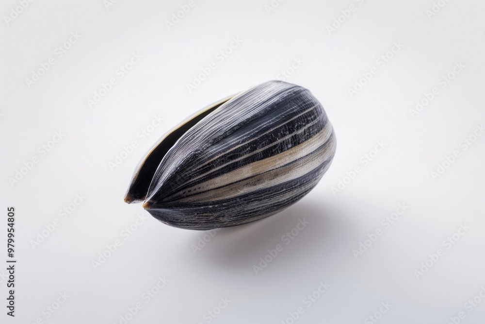 Poster a simple striped object on a white surface, great for minimalist designs and monochromatic themes