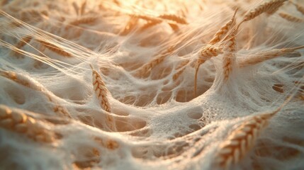Surreal Autumn Wheat Field with Ethereal Lighting and Soft Focus