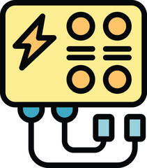 This vector illustration features an electric generator providing a power supply, highlighting the concept of energy generation and distribution