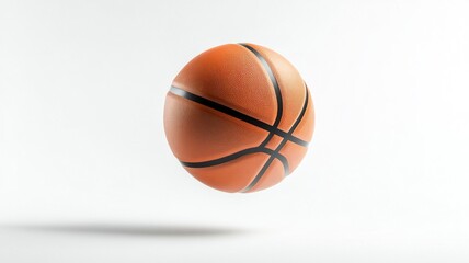 Falling Basketball Ball isolated on white background, selective focus .generative ai