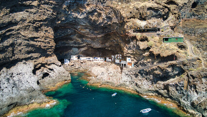 Foto aérea del Poris de Candelaria en La Palma, Canarias. drone