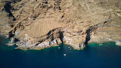 Foto aérea del Poris de Candelaria en La Palma, Canarias. drone