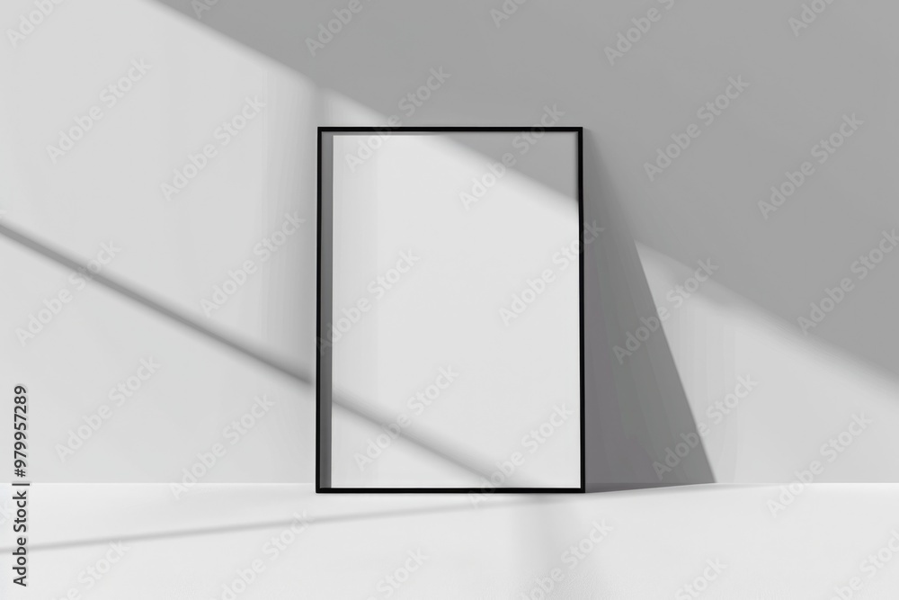 Poster a simple empty picture frame on a plain white background, ideal for adding your own photo or design