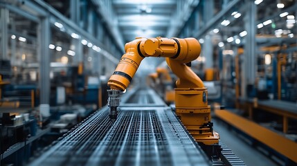 Automated machinery working seamlessly in a factory, reducing human intervention while maintaining high efficiency.