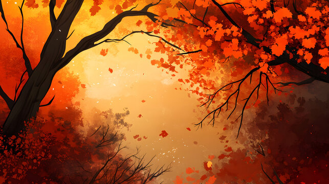 Autume leaves illustration, autumn nature background, fall season design background.