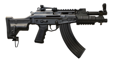 Isolated submachine gun png military weapon png commando rifle transparent background