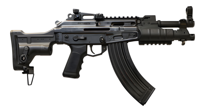 Isolated submachine gun png military weapon png commando rifle transparent background