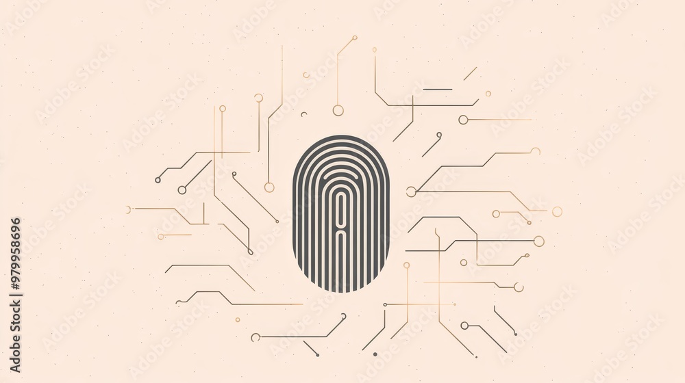 Poster fingerprint icon with circuit elements