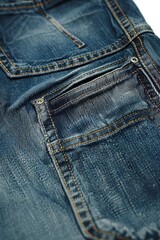 Fototapeta premium A high-quality photo of a pair of jeans from the waist down, with clear details on the fabric and stitching