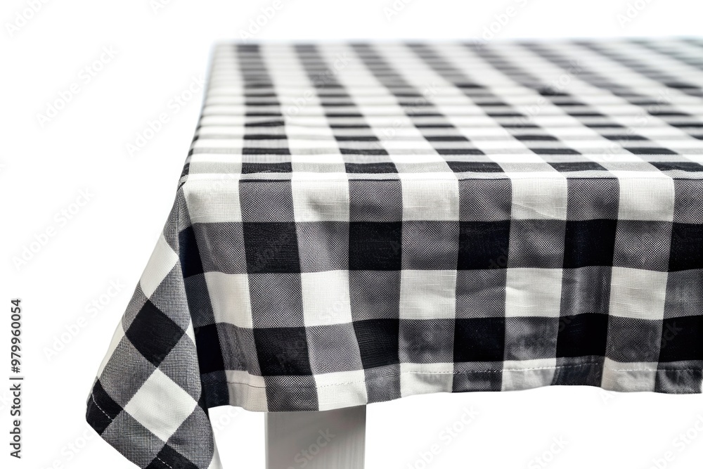 Poster A classic black and white checkered tablecloth suitable for various events and occasions
