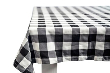 A classic black and white checkered tablecloth suitable for various events and occasions